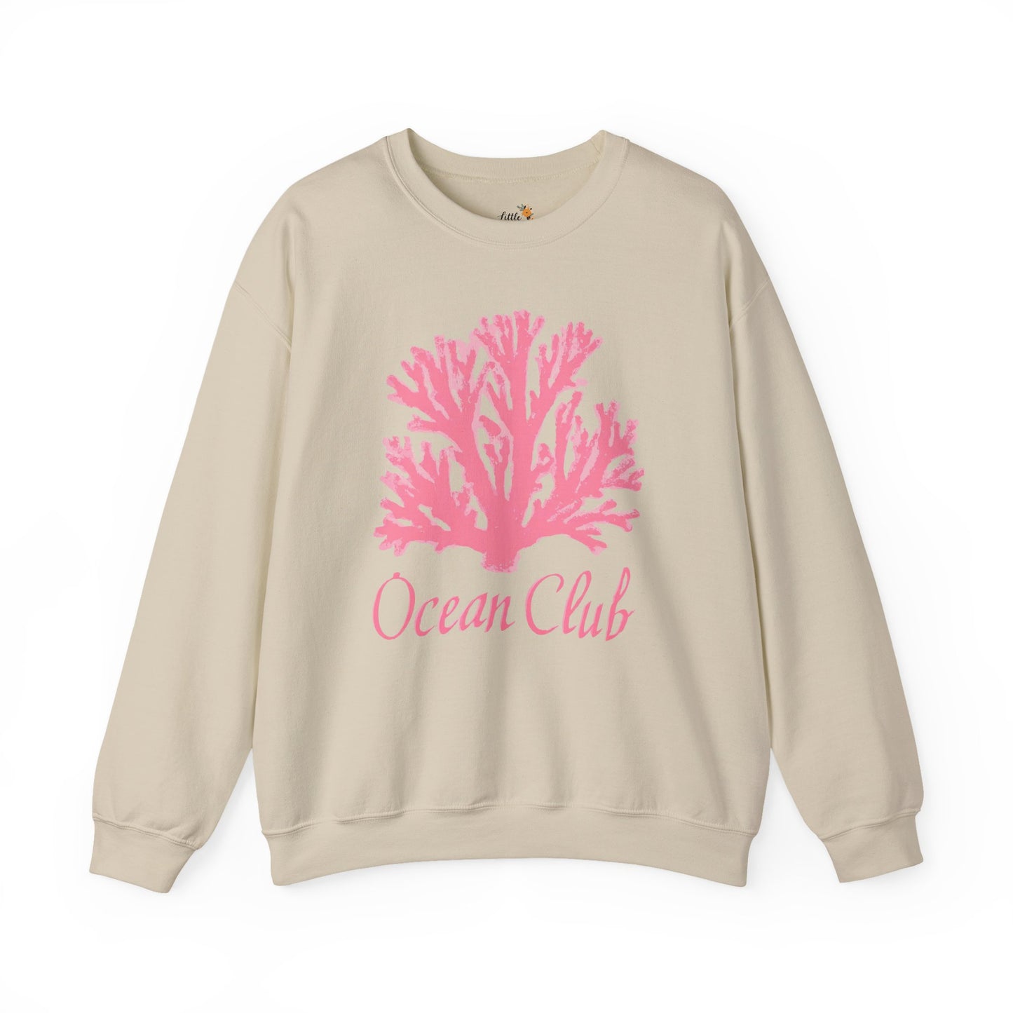 Ocean Club Crewneck • Coastal Summer Sweatshirt • Pink Coral Beach Vacation Pullover • Resort Style