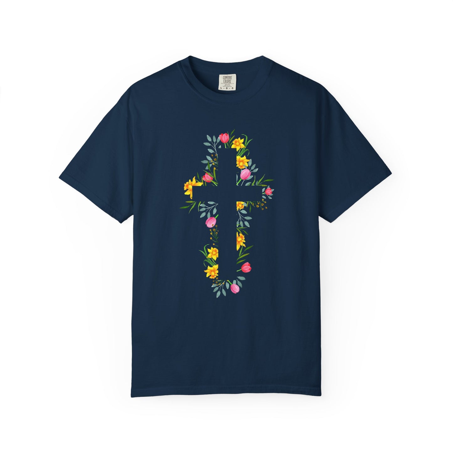 Floral Cross T-Shirt — Christian Faith Tee with Watercolor Flowers