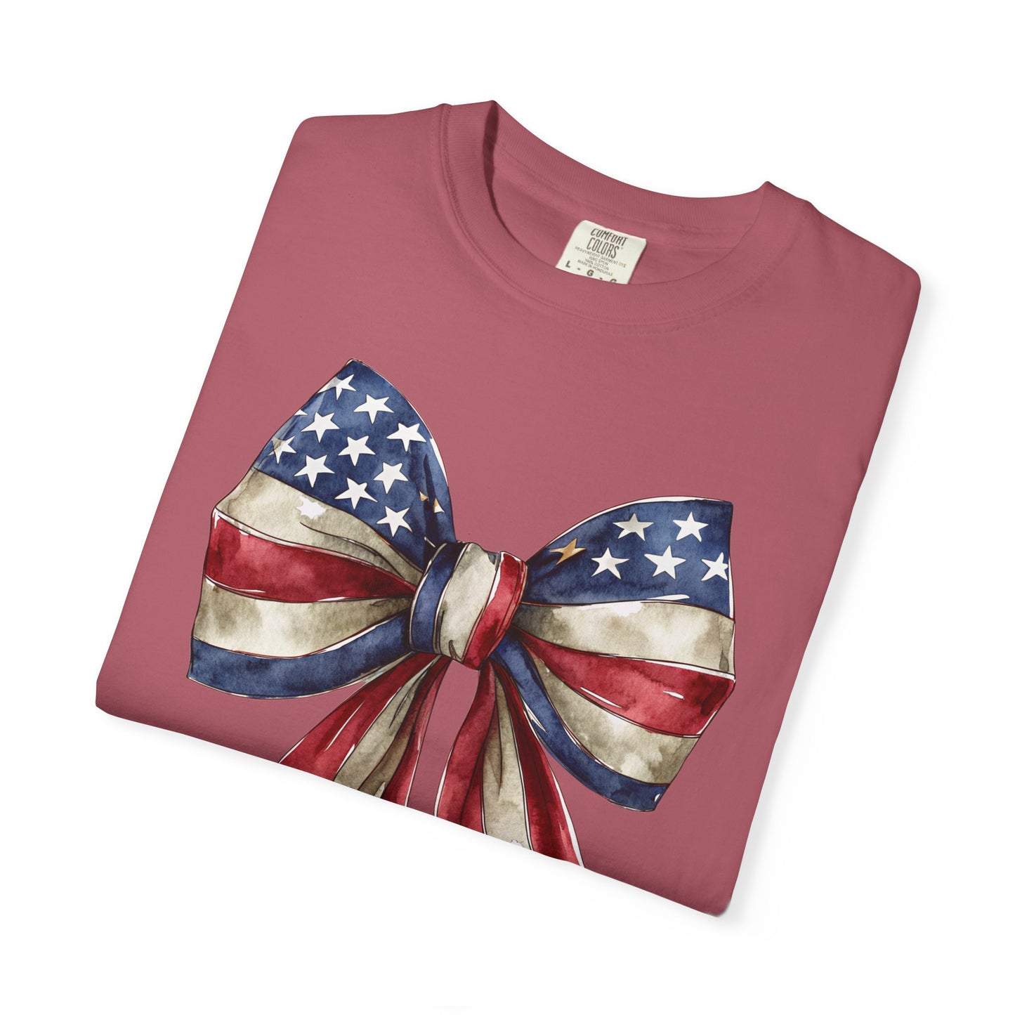 Red White Blue Coquette Bow T-Shirt • 4th of July Tee • American Flag Design Shirt