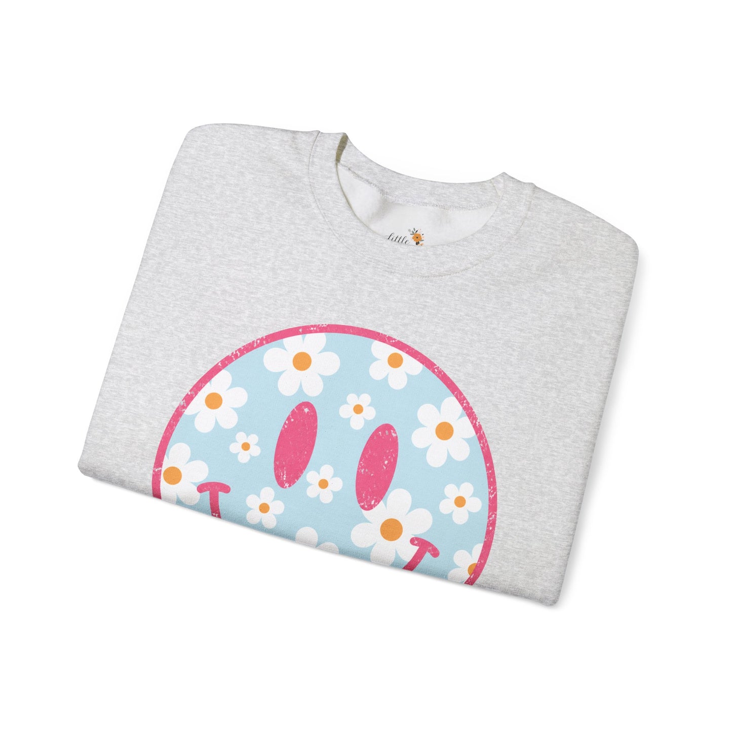 Retro Daisy Smile Sweatshirt • Floral Happy Face Crewneck • Cute Mama Cozy Sweatshirt