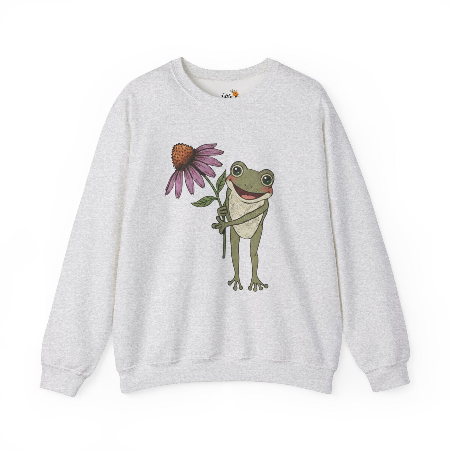 Spring Cottage Frog Sweatshirt • Whimsical Garden Wildflower Crewneck • Cottagecore Floral Pullover