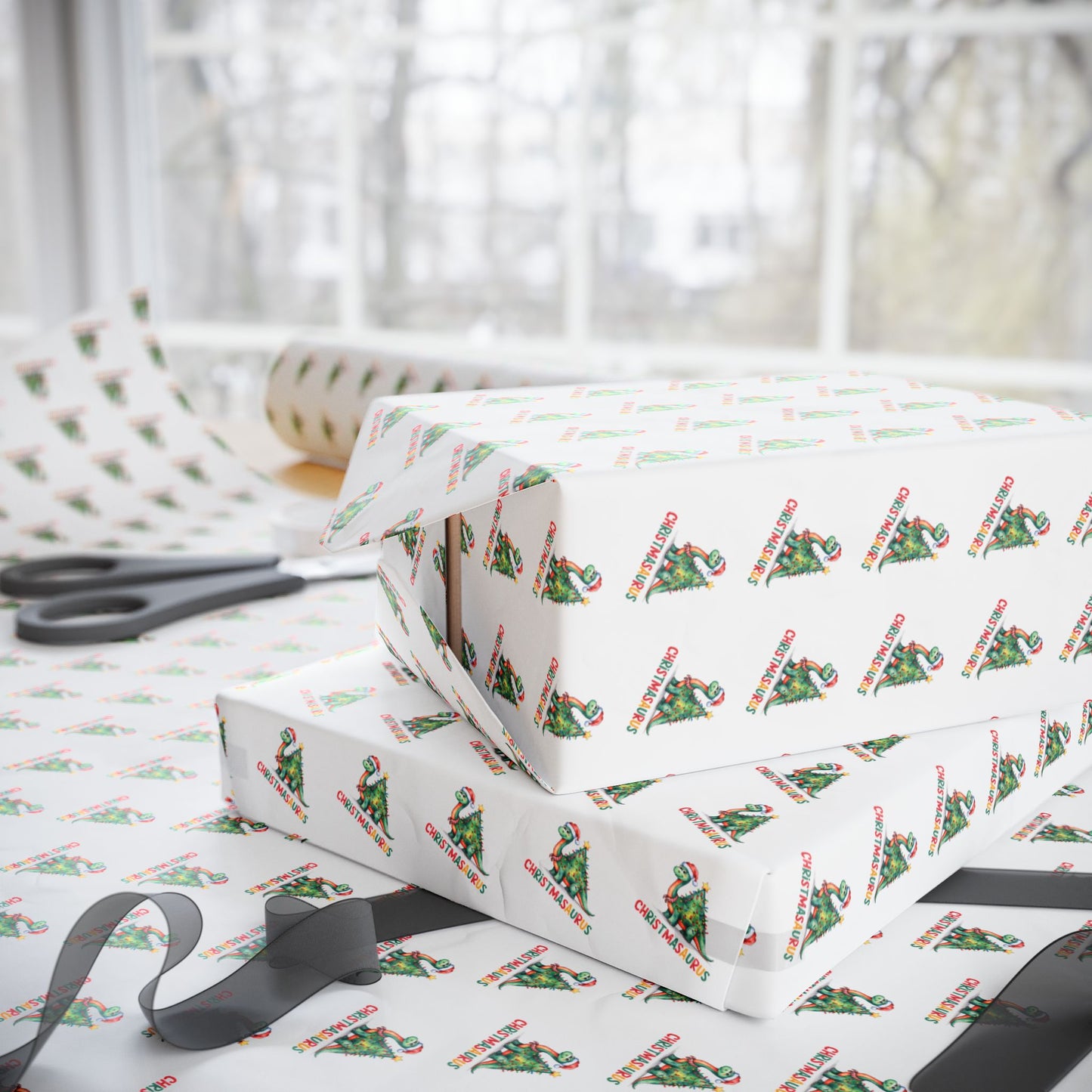 Christmasaurus Wrapping Paper & Blanket | Cute Dinosaur Christmas Design | Festive Holiday Gift Wrap | Kids Christmas Decor & Gift Idea