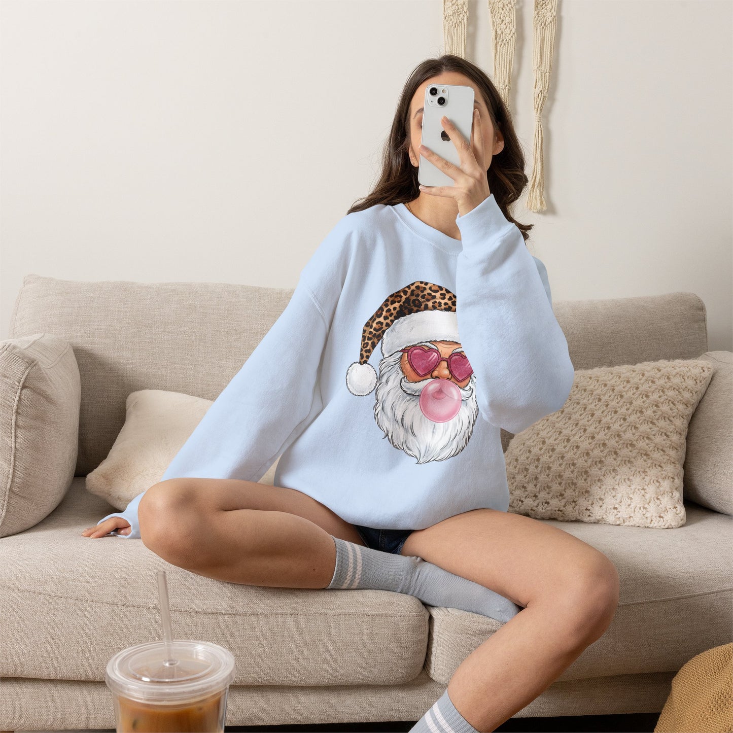 Leopard Santa Bubblegum Crewneck Sweatshirt