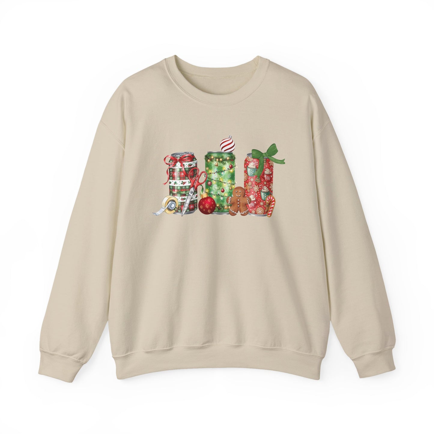 Christmas Soda Crewneck Sweatshirt | Festive Holiday Energy Drink Design | Heavy Blend Cozy Red,Green, Navy, Black, Pink Christmas Sweater for Winter Parties & Gifts