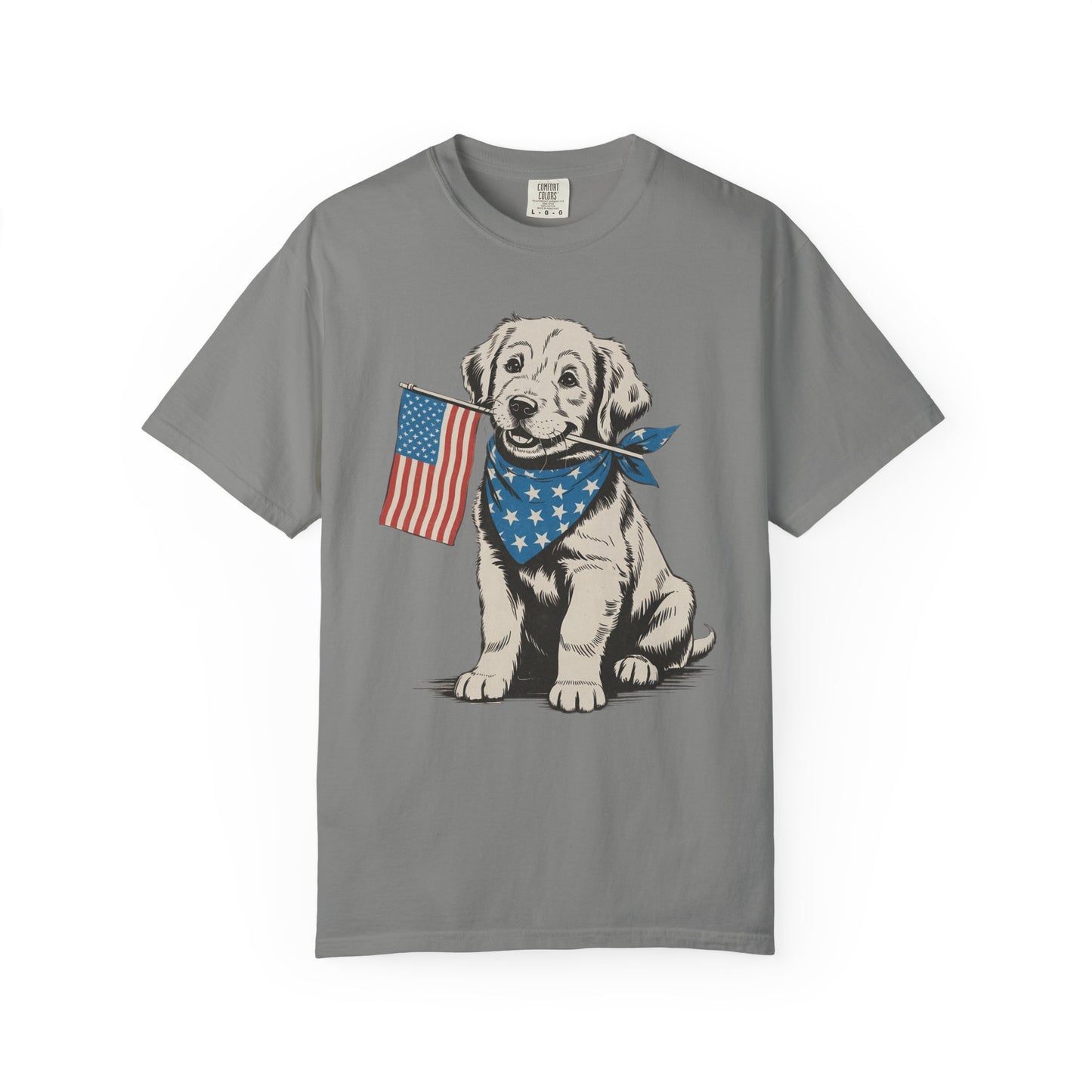 4th of July Patriotic Dog Puppy Tee • Americana Dog Lover Graphic • Red White Blue Flag Shirt