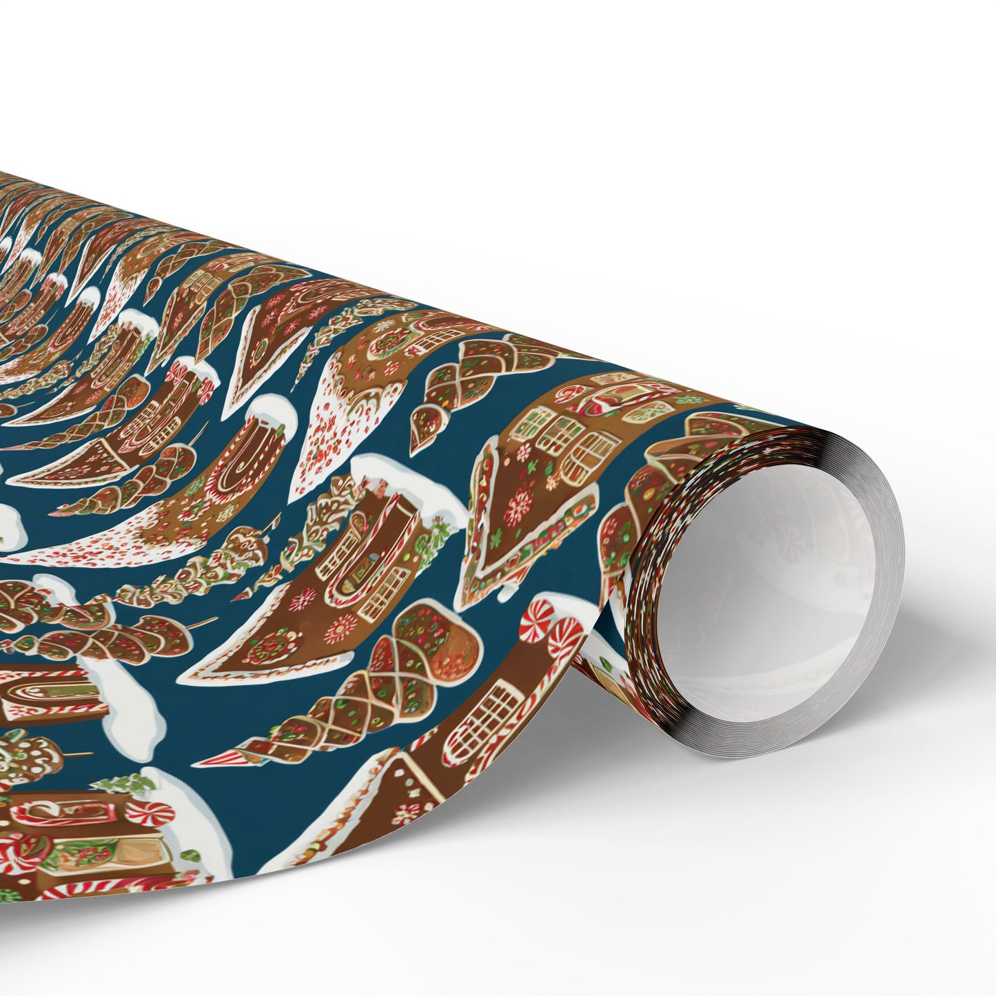 Navy Gingerbread Village Christmas Blanket & Wrapping Paper | Blue Winter Cookie House Pattern | Cozy Holiday Gift Wrap | Festive Home Decor