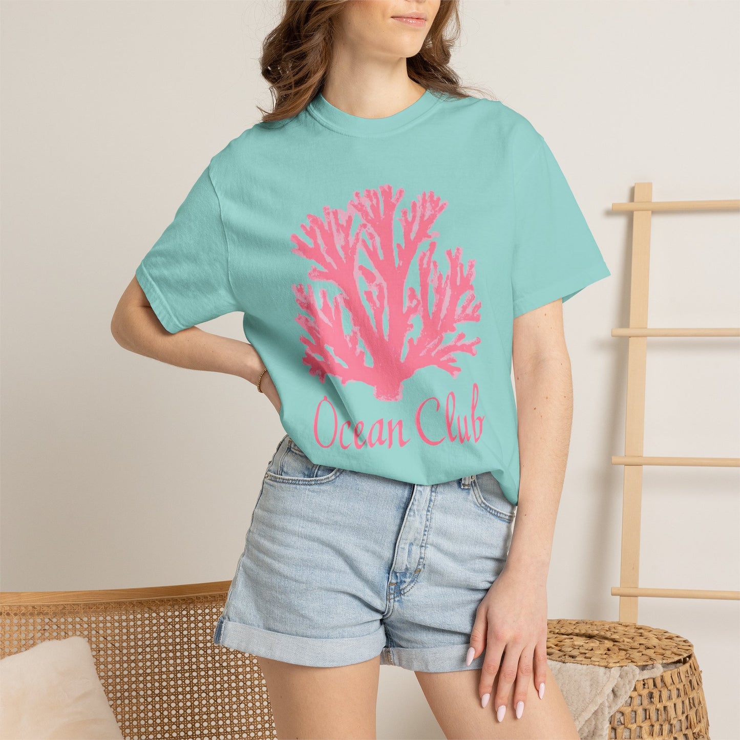 Ocean Club Summer Shirt • Pink Coral Beach Tee • Coastal Vacation Graphic Shirt • Beach Trip Outfit