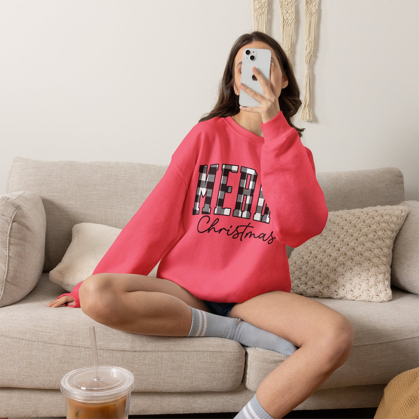 Merry Christmas Buffalo Plaid Crewneck Sweatshirt