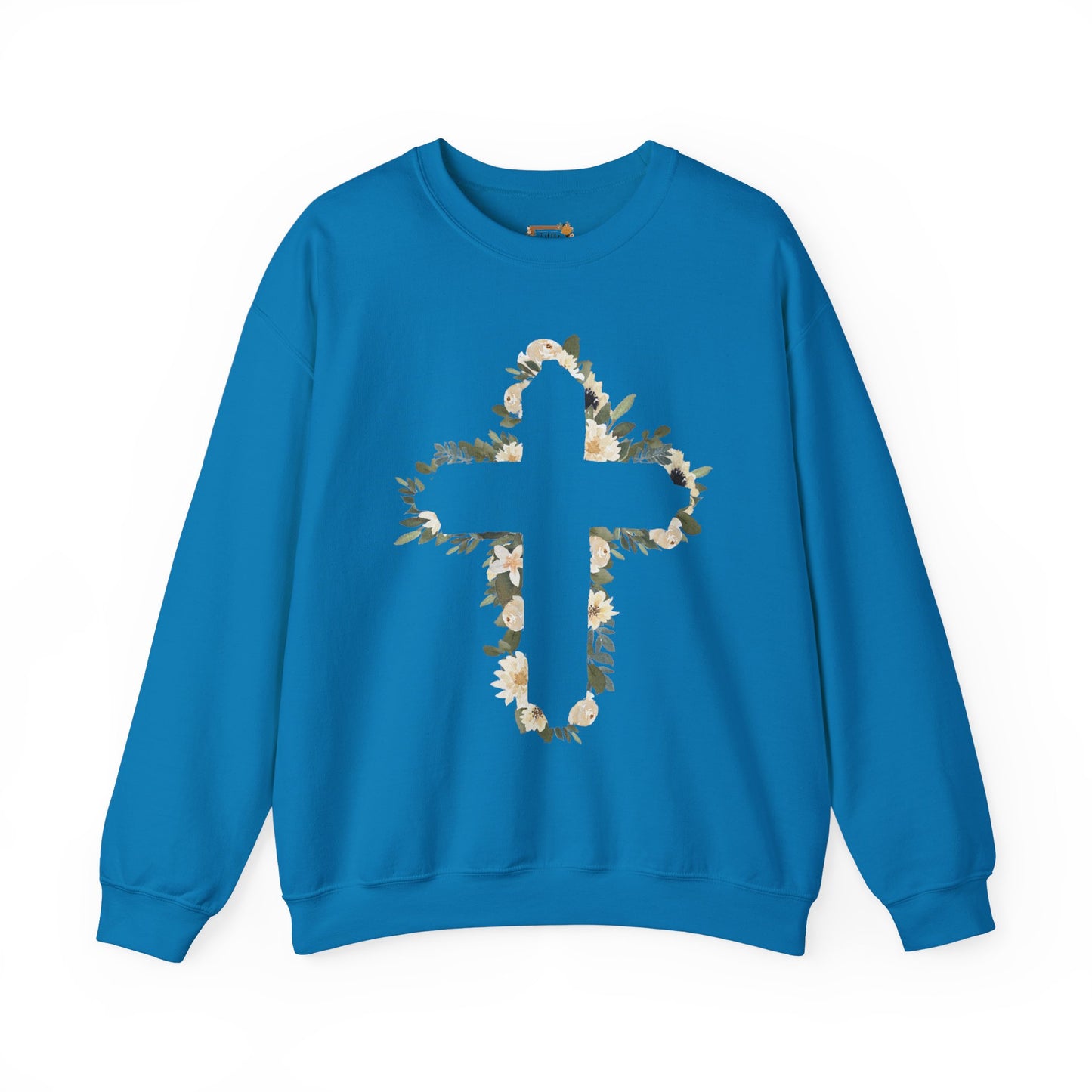 Floral Cross Crewneck Sweatshirt — Christian Faith Floral Pullover