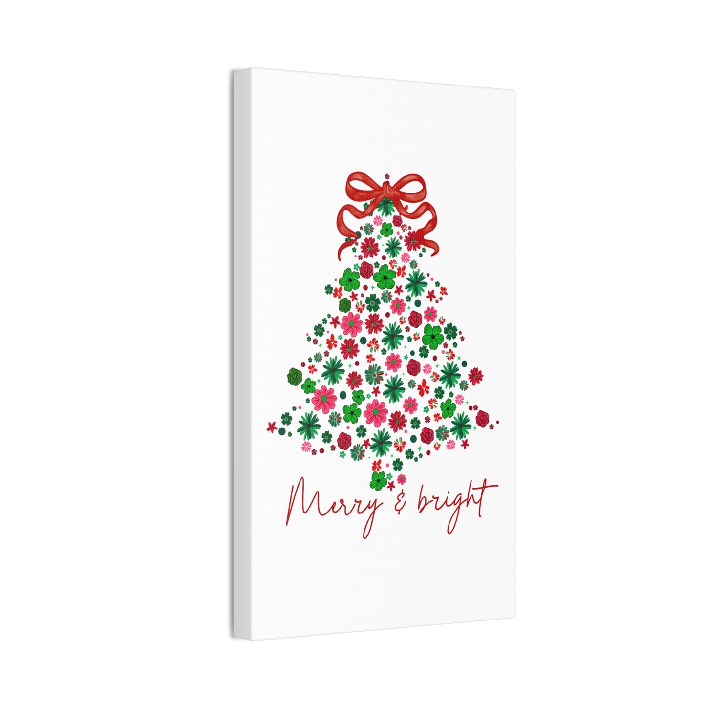 Festive Canvas Wall Art - Merry & Bright Christmas Tree