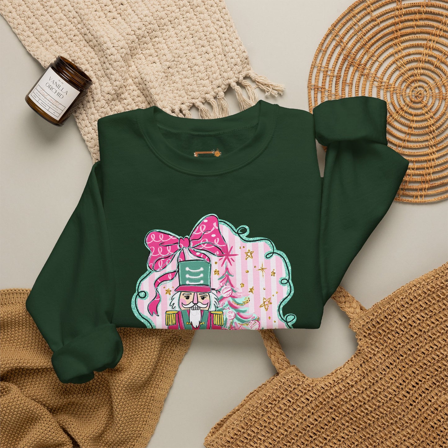 Nutcracker Christmas Sweatshirt — Pink Bow Holiday Crewneck