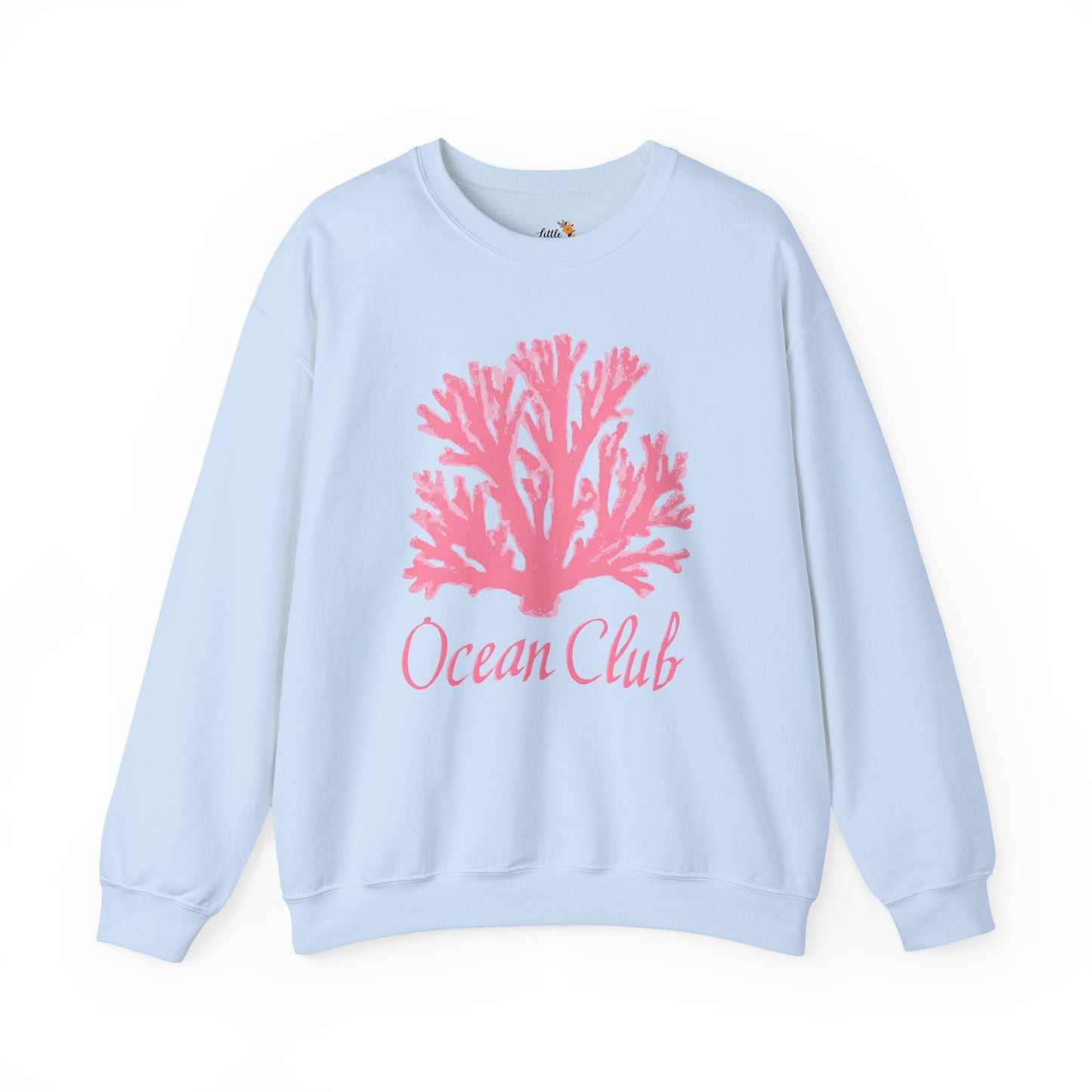 Ocean Club Crewneck • Coastal Summer Sweatshirt • Pink Coral Beach Vacation Pullover • Resort Style