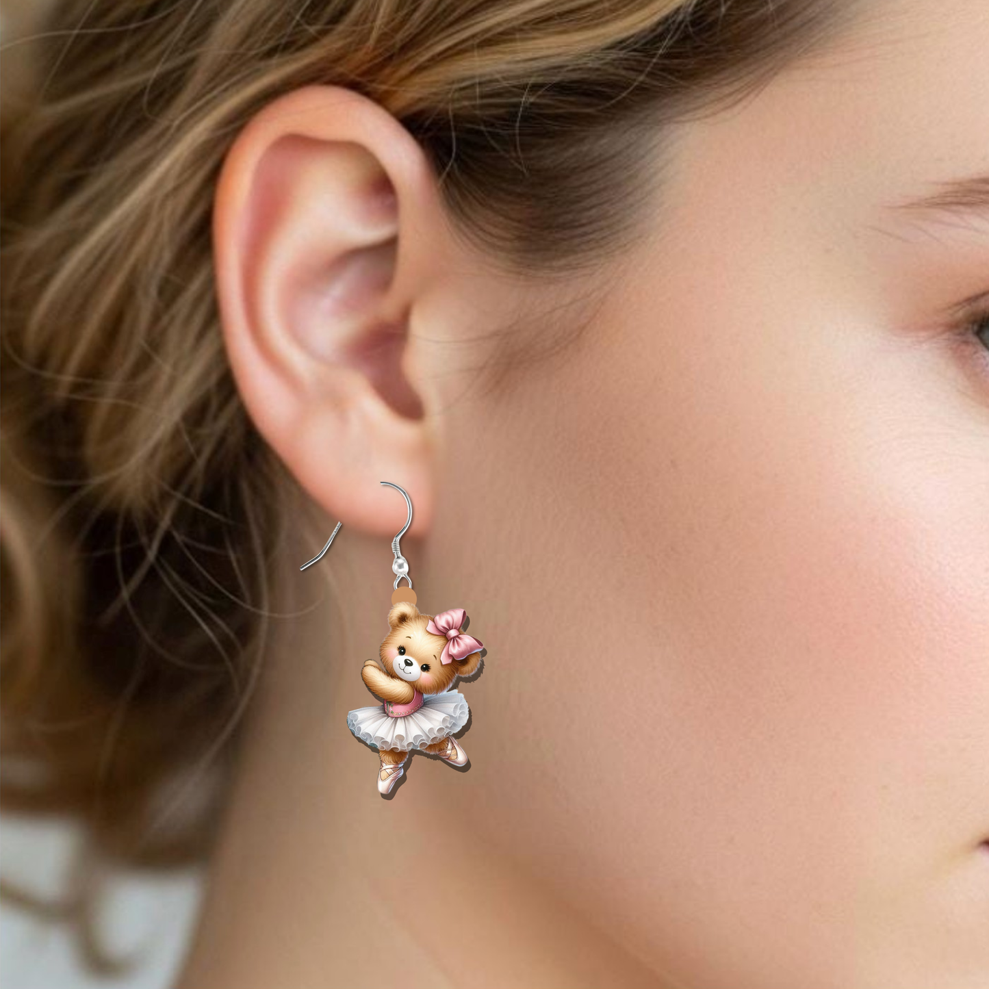 Ballerina Bear Earrings for Girls | Cute Teddy Bear Studs | Ballet Gift for Dancers | Mommy & Me Earrings | Little Honey Collective