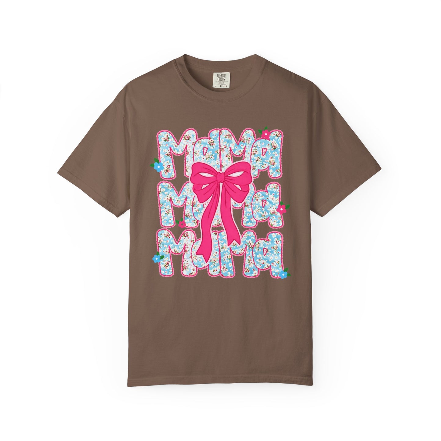 Hydrangea Mama Floral Bow T-Shirt — Cute Mom Graphic Tee for Mother’s Day