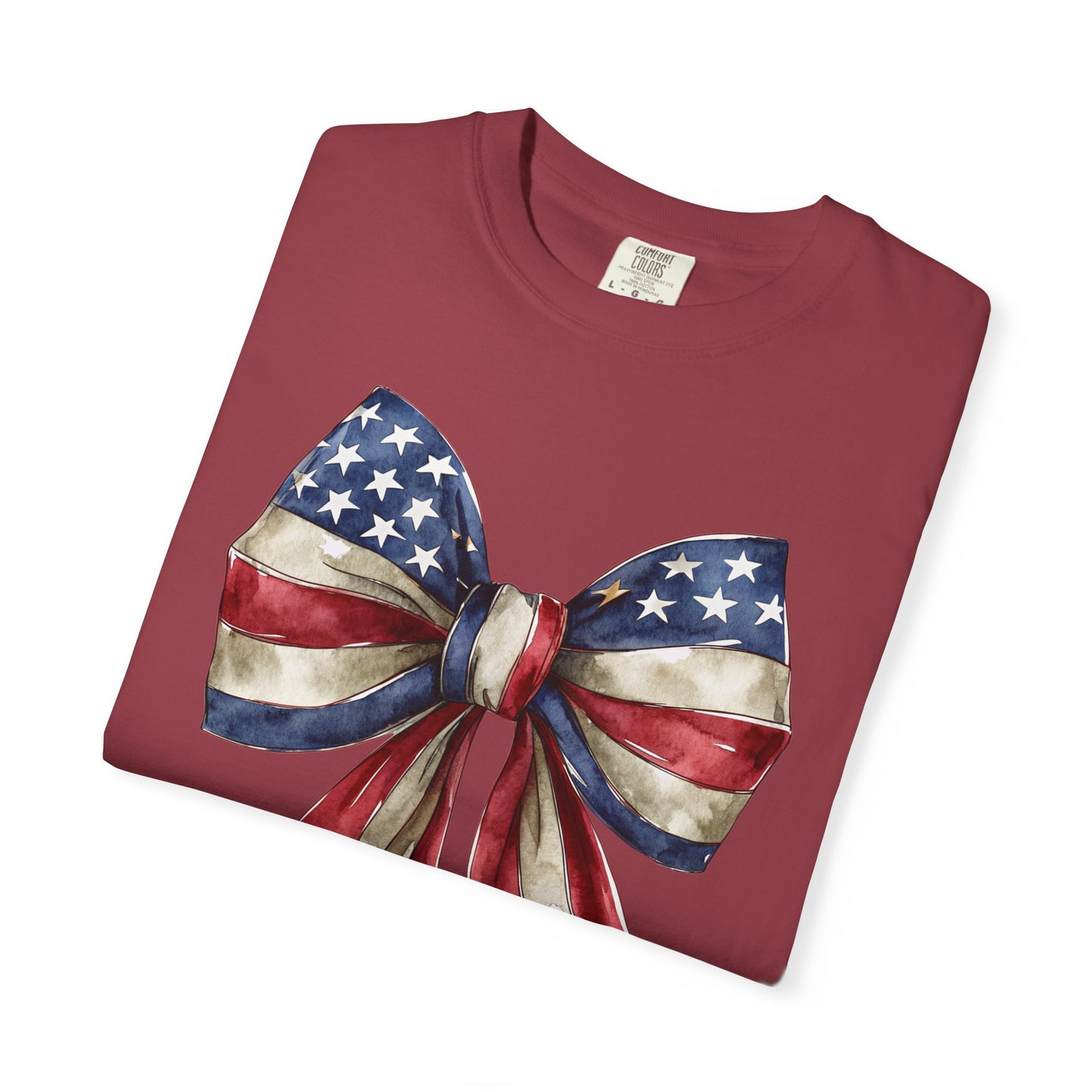 Red White Blue Coquette Bow T-Shirt • 4th of July Tee • American Flag Design Shirt