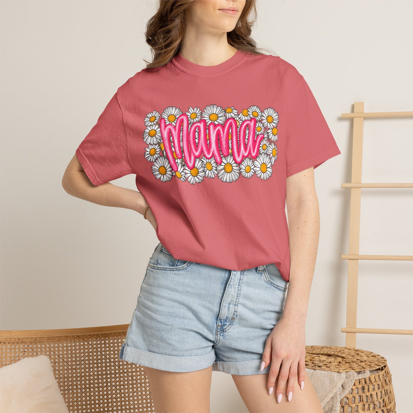 Pink Daisy Mama Shirt • Floral Mama Tee • Spring Mama Graphic Shirt • Cute Feminine Motherhood Outfit