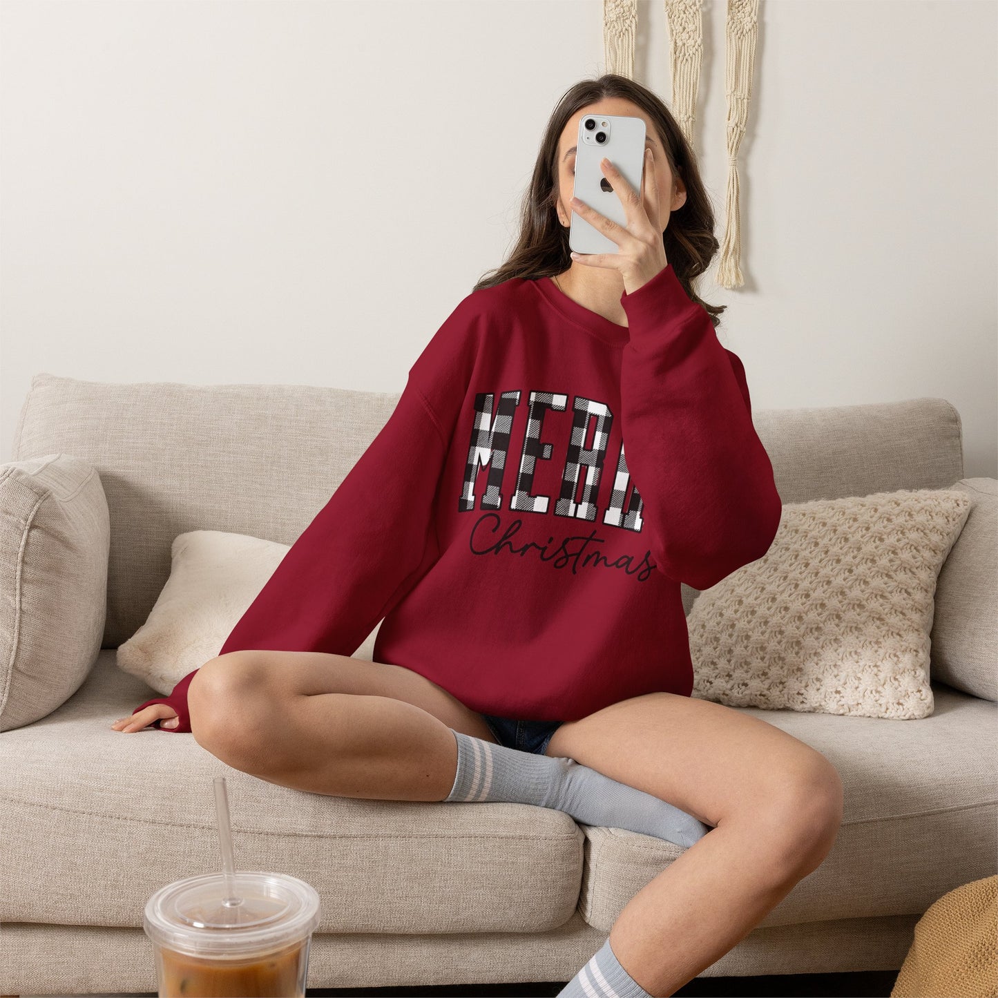 Merry Christmas Buffalo Plaid Crewneck Sweatshirt