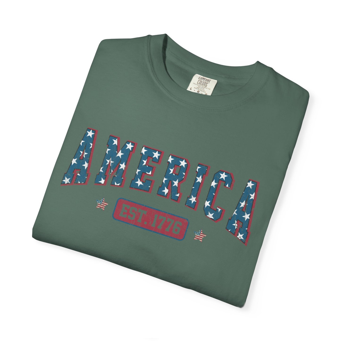 America Est 1776 T-Shirt • Vintage Patriotic Graphic Tee • Red White Blue Fourth of July Shirt