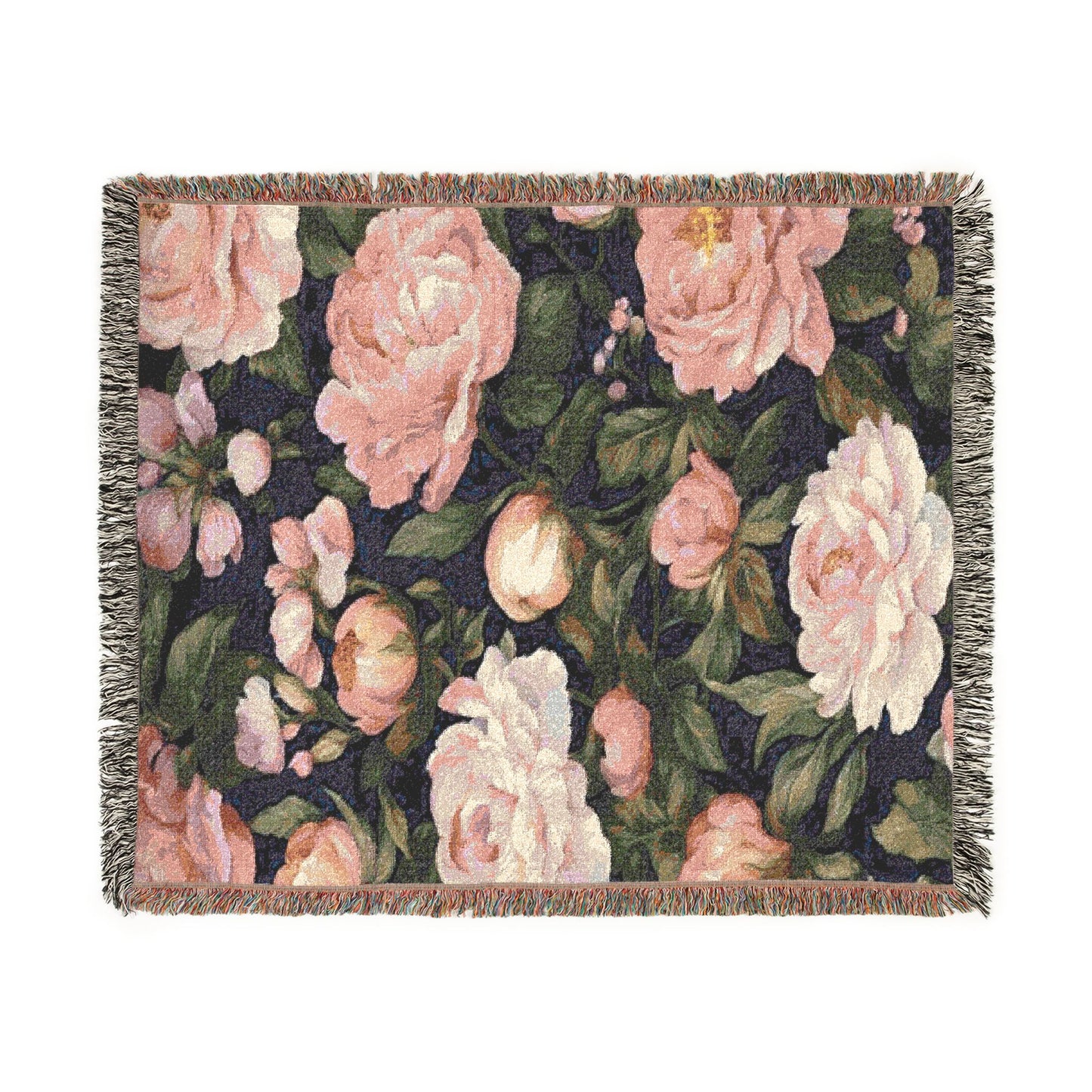 Peony Woven Blanket • Floral Botanical Throw • Cottage Garden Home Decor • Heirloom Style Floral Blanket • Cozy Reading Nook Accent
