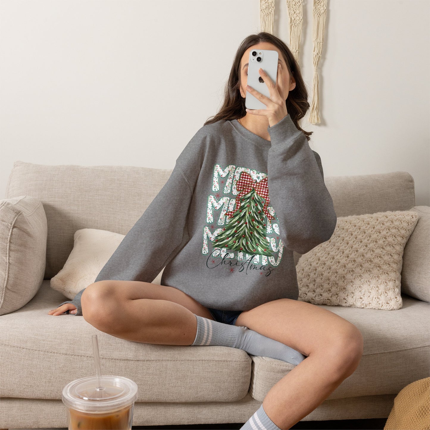 Christmas Tree Crewneck Sweatshirt — Merry Merry Holiday Graphic