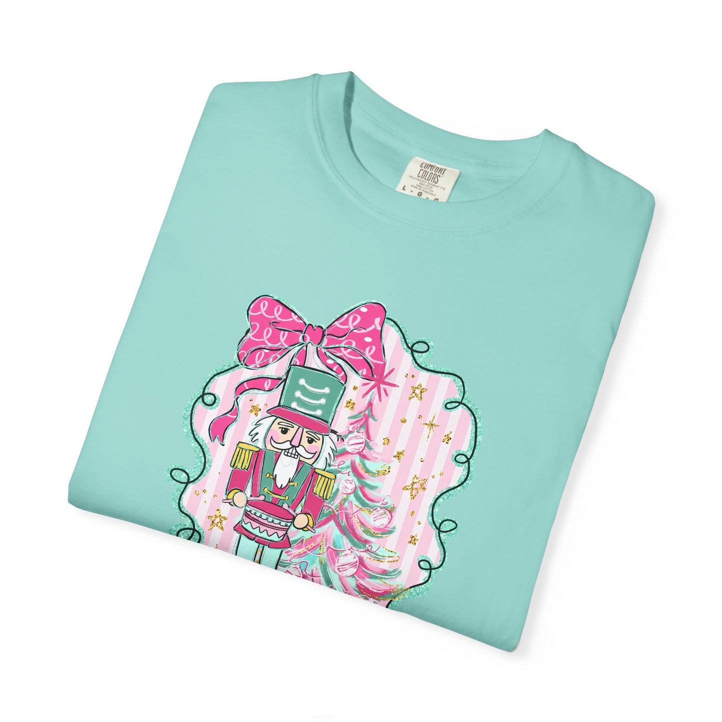 Nutcracker Christmas T-Shirt — Cute Pink Nutcracker with Ribbon Holiday Tee