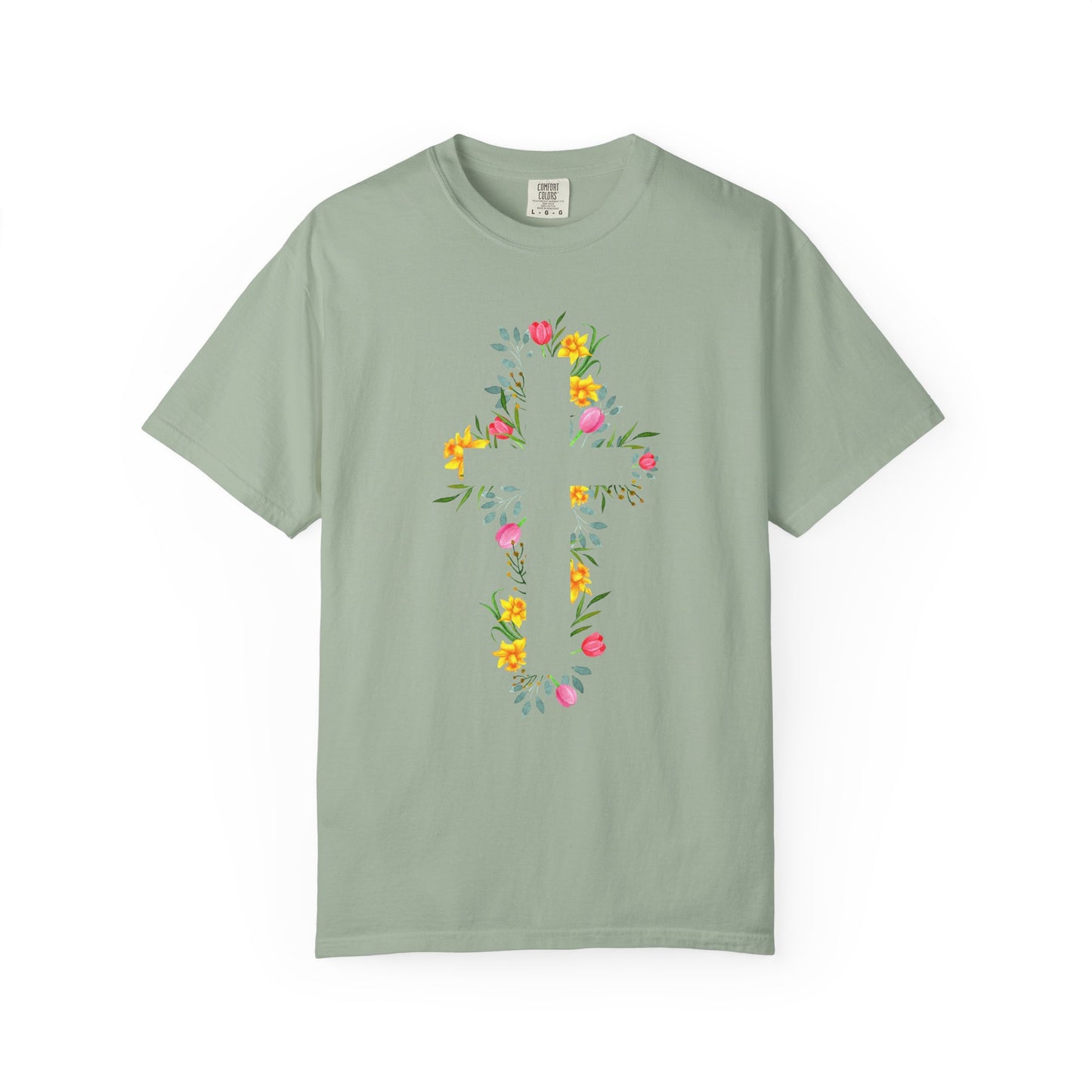 Floral Cross T-Shirt — Christian Faith Tee with Watercolor Flowers