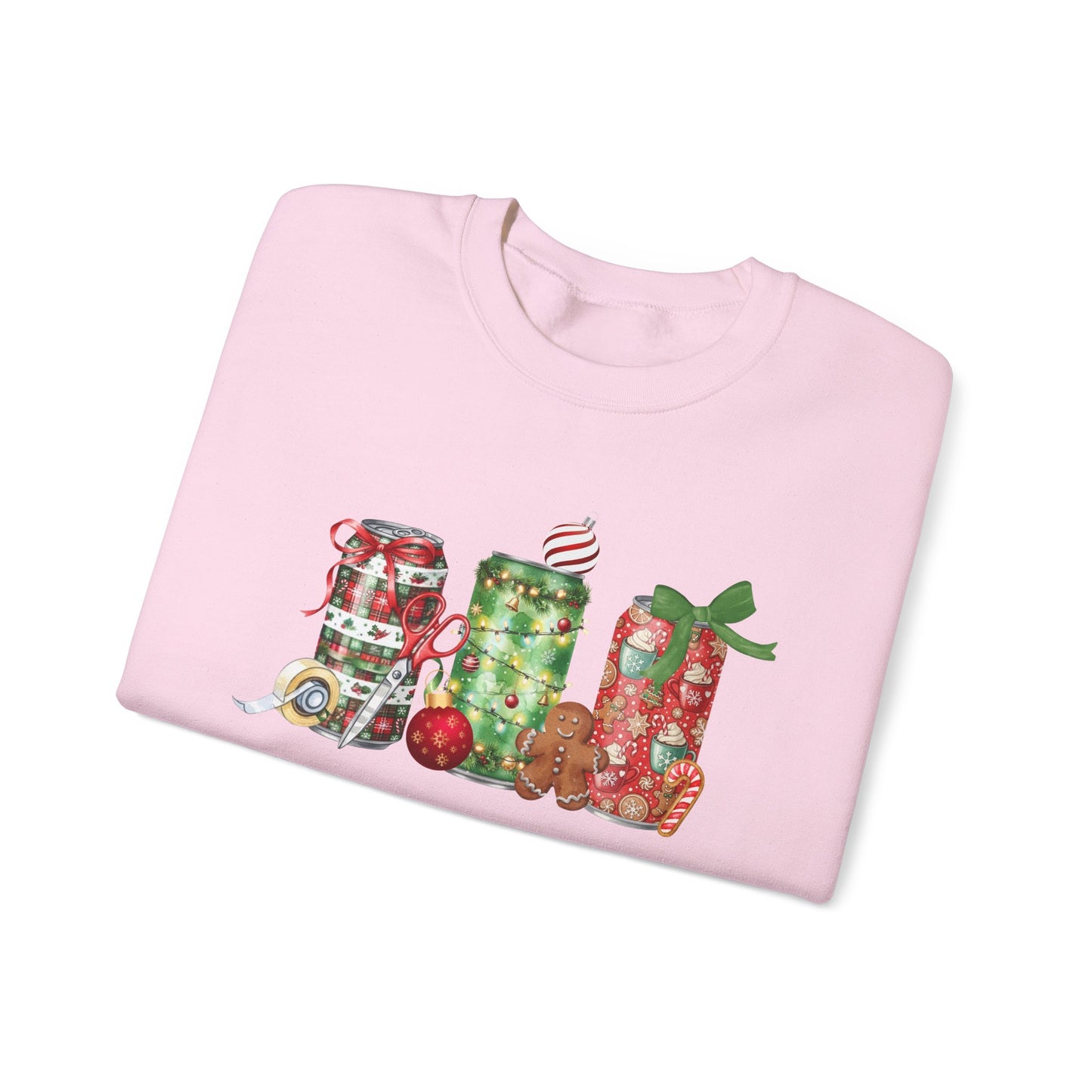 Christmas Soda Crewneck Sweatshirt | Festive Holiday Energy Drink Design | Heavy Blend Cozy Red,Green, Navy, Black, Pink Christmas Sweater for Winter Parties & Gifts