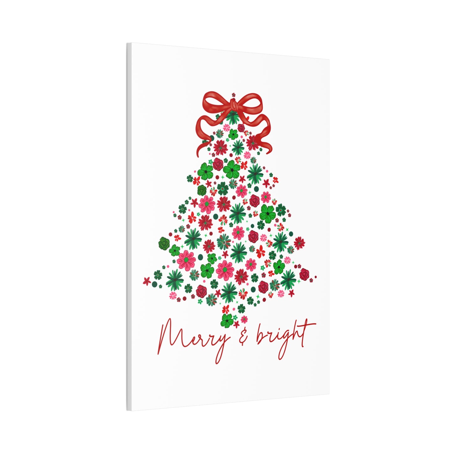 Festive Canvas Wall Art - Merry & Bright Christmas Tree