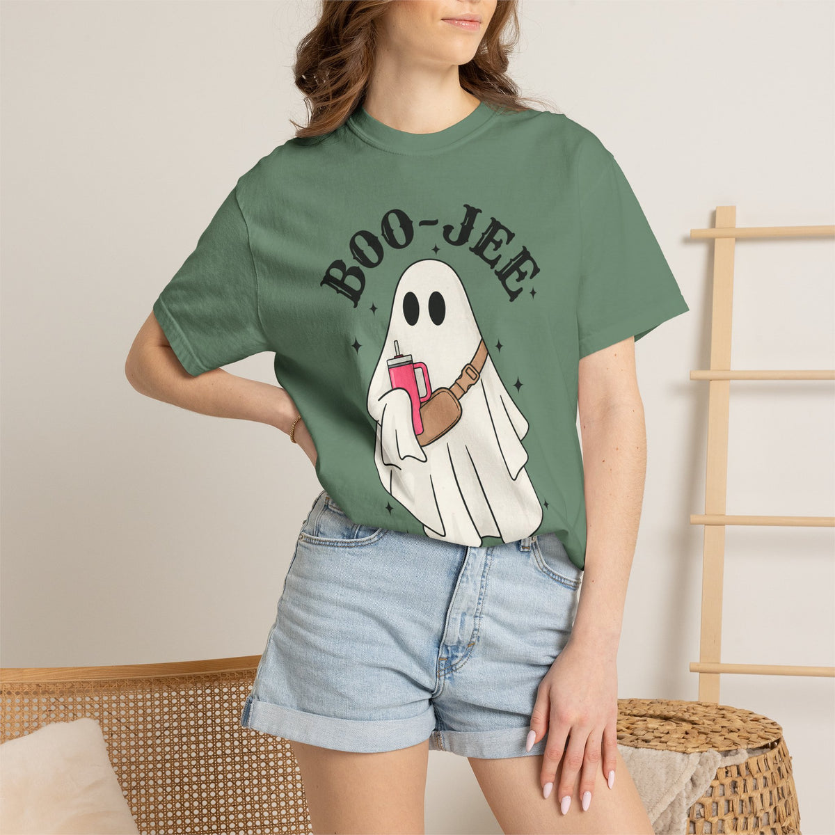 Boo Jee Ghost Shirt, Comfort Colors Halloween Tee, Cute Ghost Shirt, Girly Halloween Graphic Tee, Spooky Season Shirt