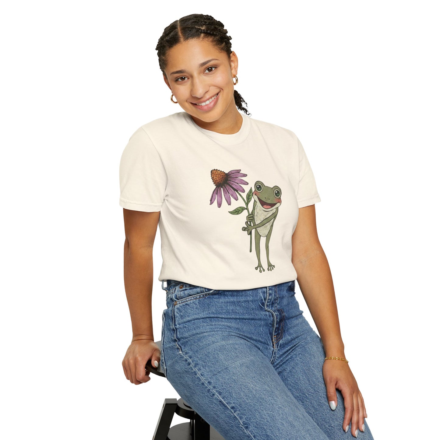 Spring Cottage Frog Tee • Whimsical Garden Wildflower T-shirt • Cottagecore Floral Tshirt