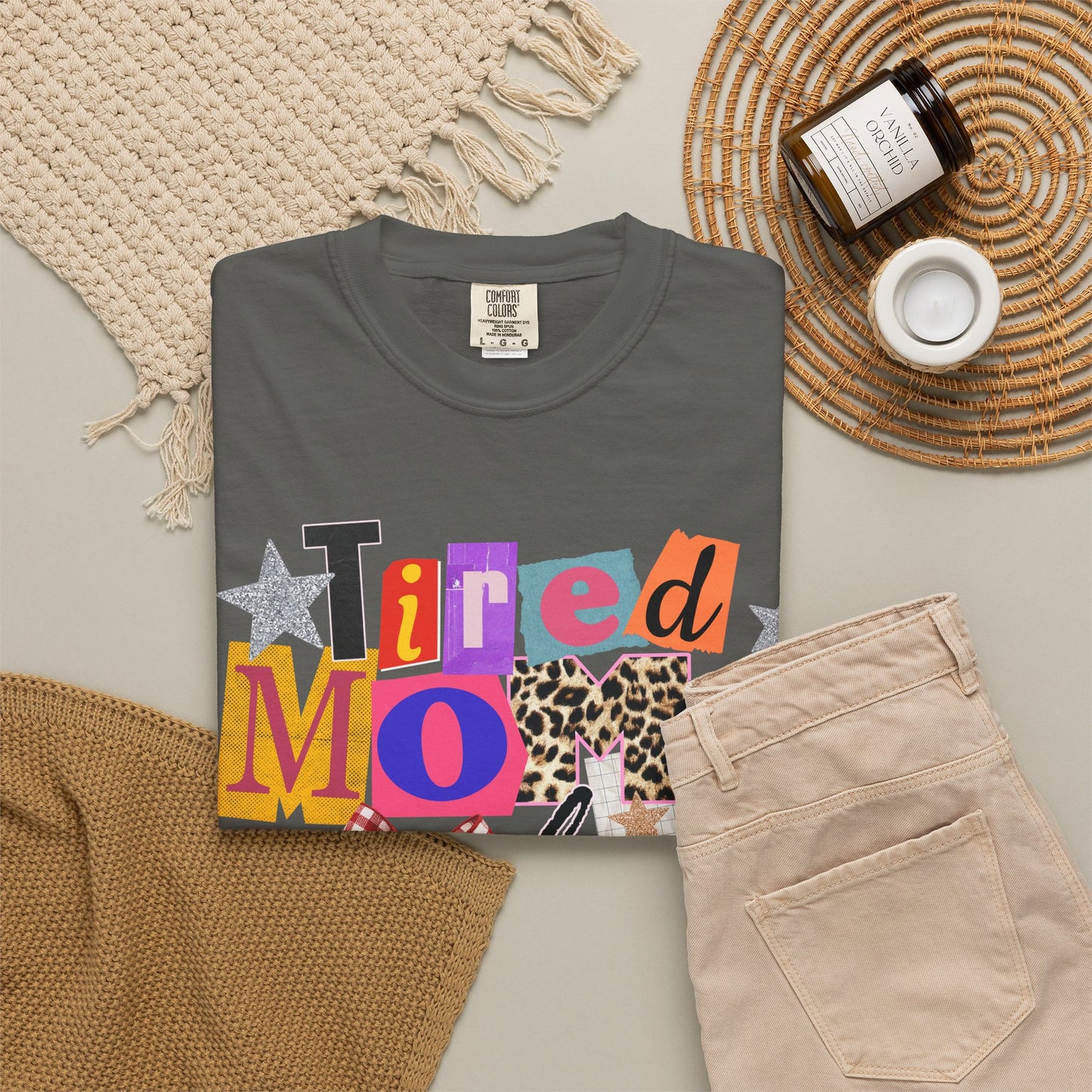 Tired Moms Club Shirt Women • Funny Mom Shirt • Trendy Patchwork Leopard Gingham Graphic Tee • Relatable Mom Outfit