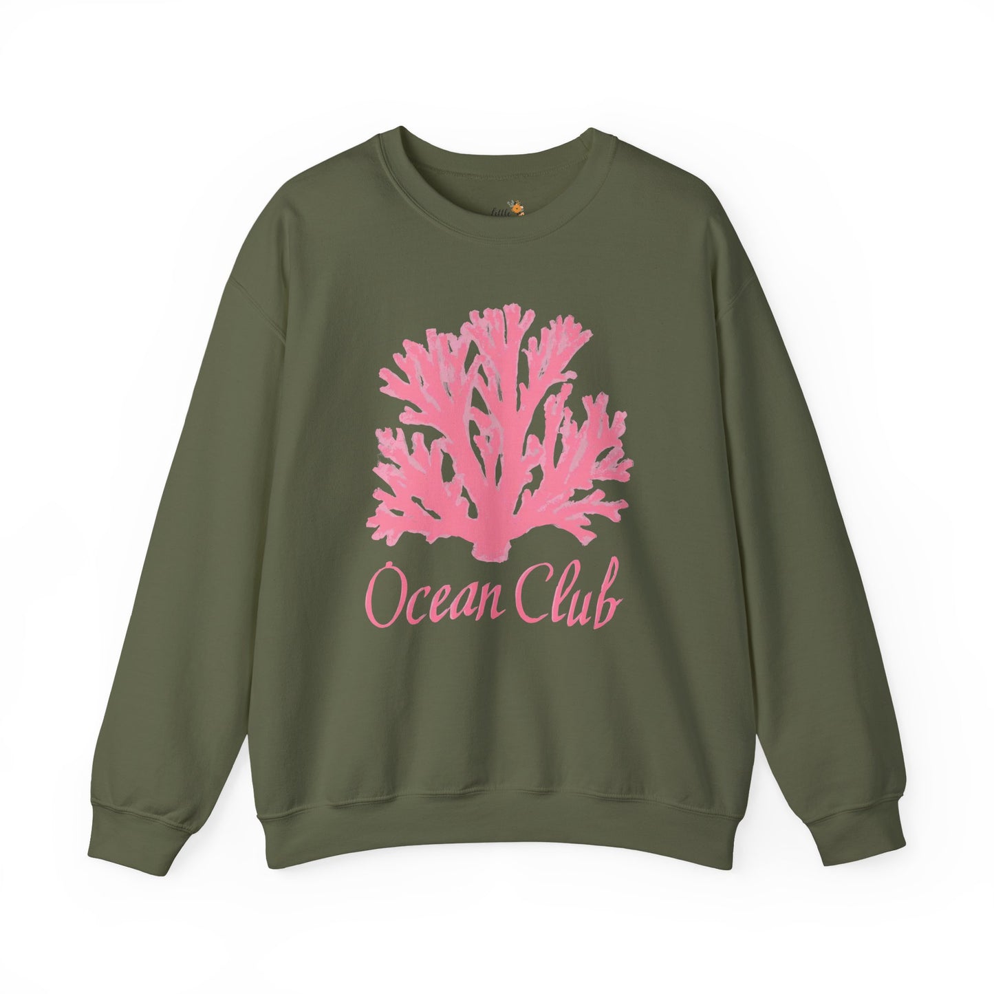 Ocean Club Crewneck • Coastal Summer Sweatshirt • Pink Coral Beach Vacation Pullover • Resort Style