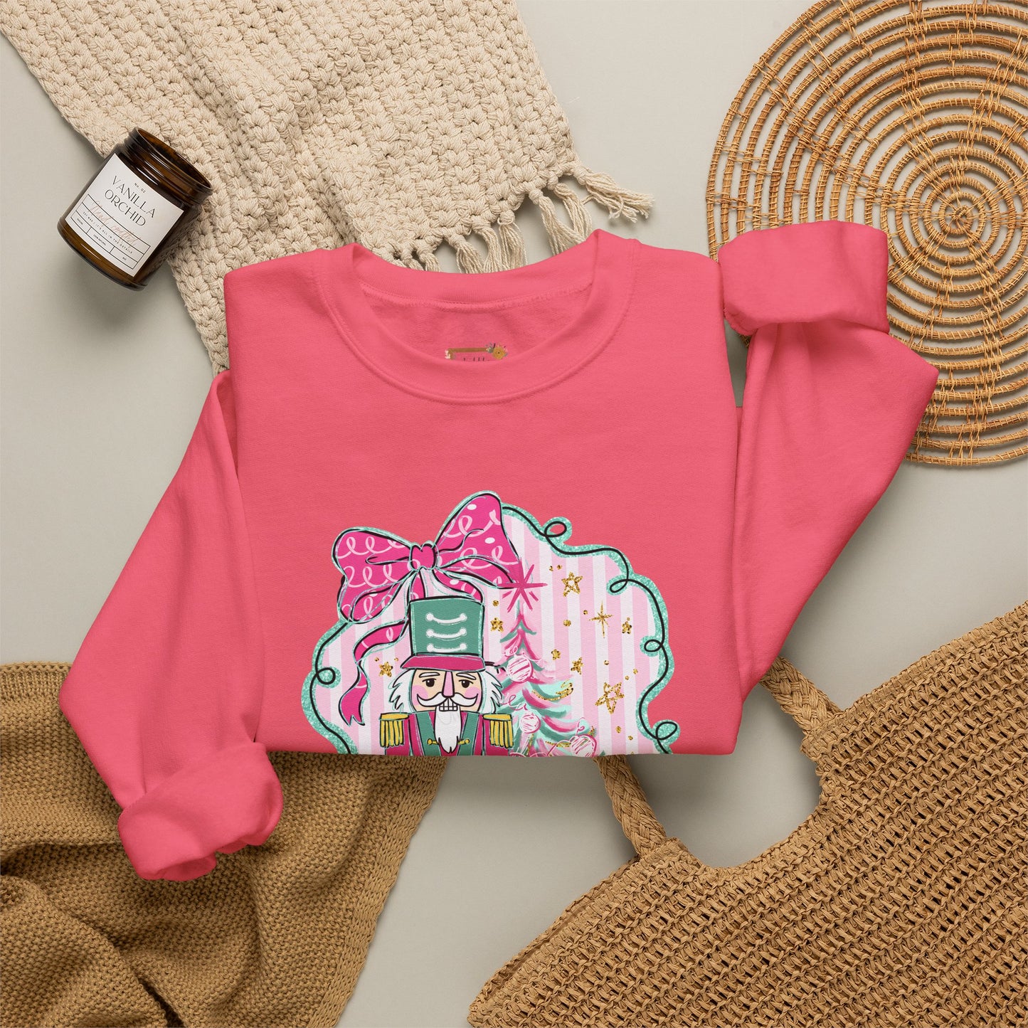 Nutcracker Christmas Sweatshirt — Pink Bow Holiday Crewneck