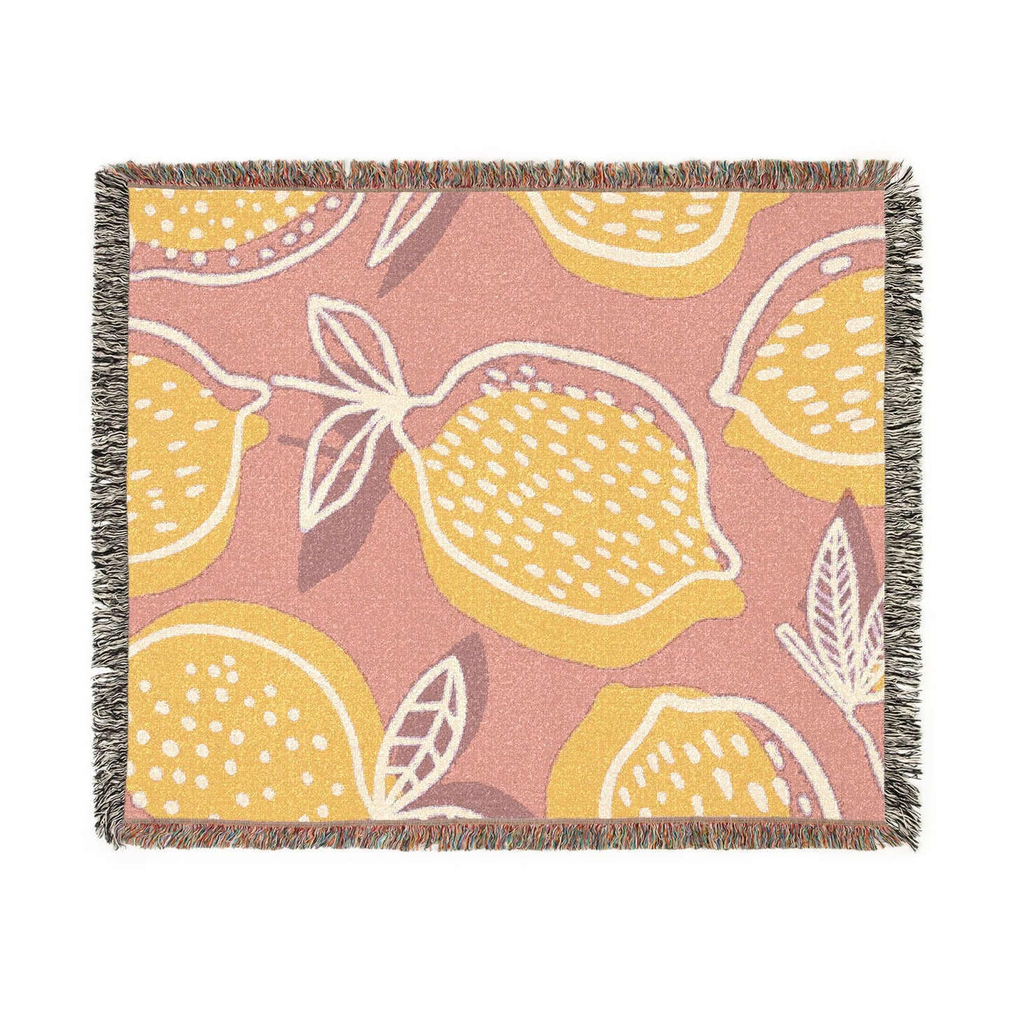 Pink & Yellow Lemon Woven Blanket