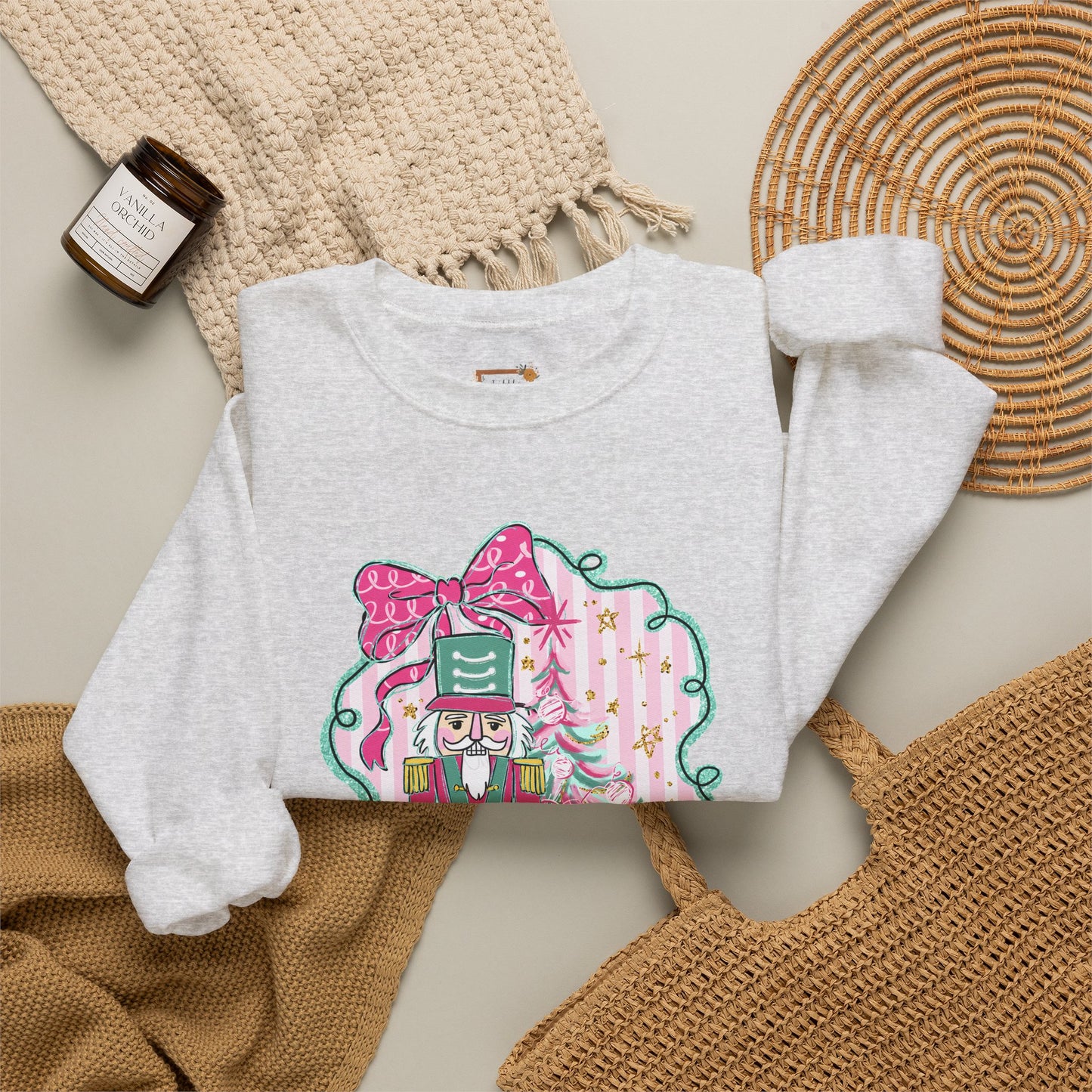 Nutcracker Christmas Sweatshirt — Pink Bow Holiday Crewneck