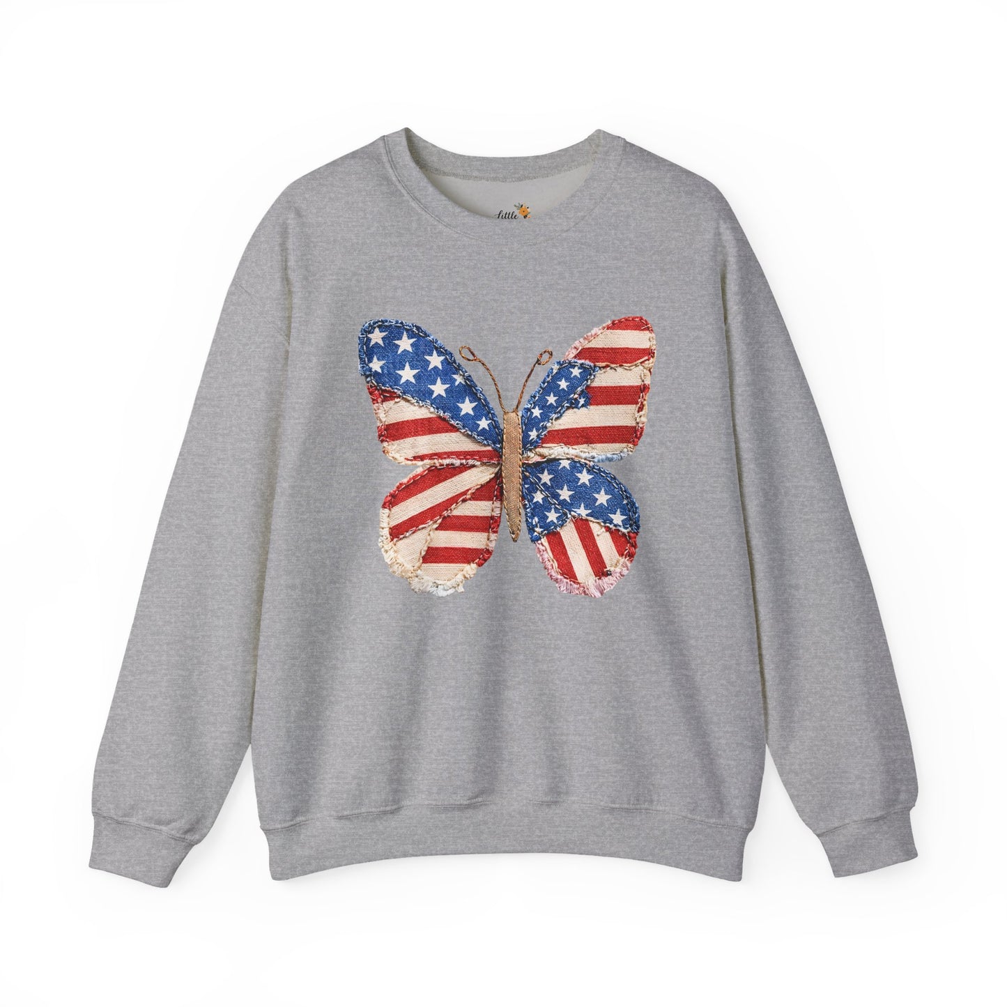4th of July Butterfly Sweatshirt • Patriotic Butterfly Crewneck • Vintage Americana Red White Blue Graphic