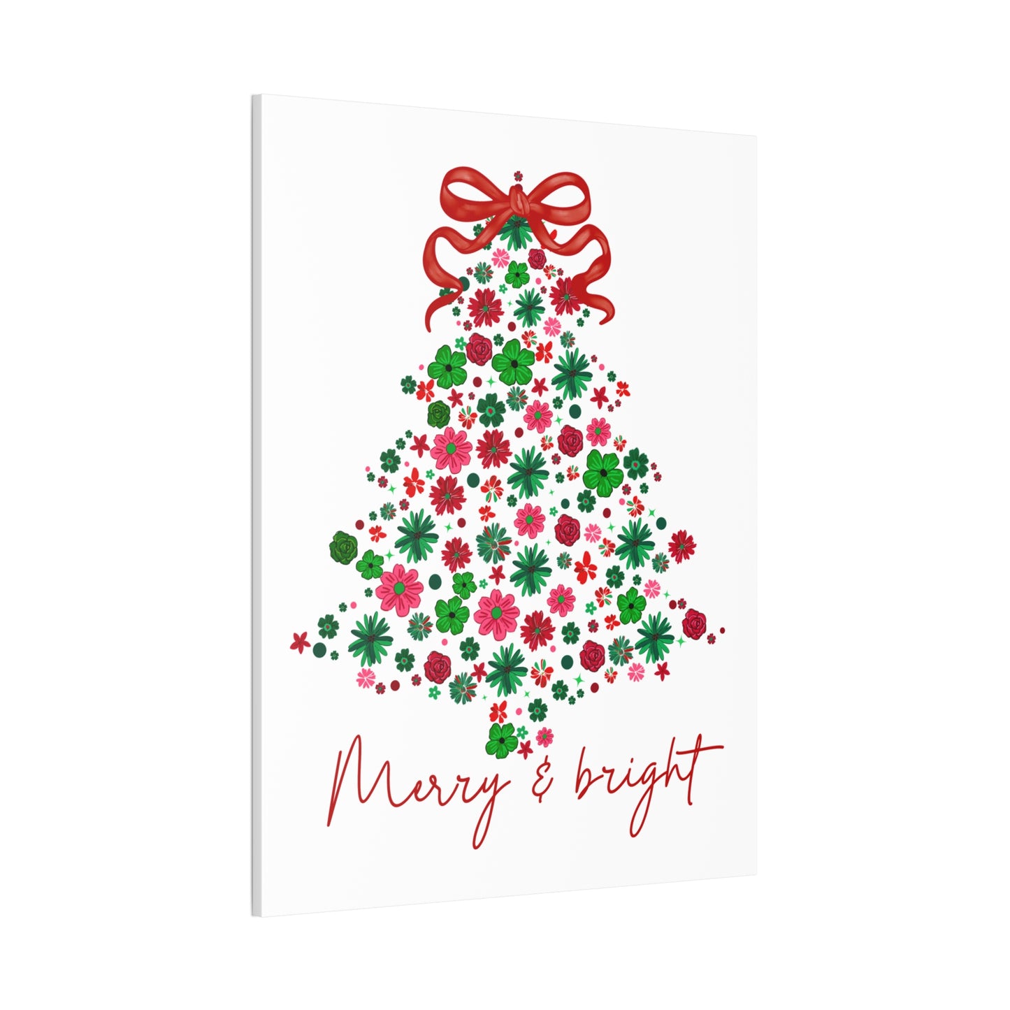 Festive Canvas Wall Art - Merry & Bright Christmas Tree