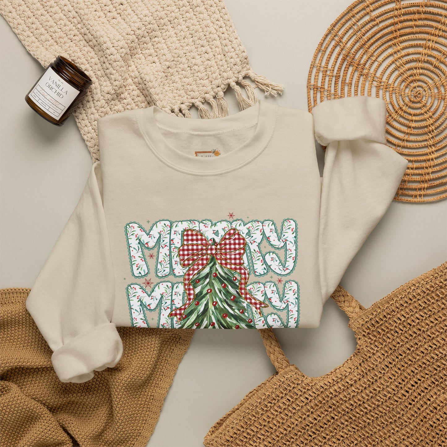 Christmas Tree Crewneck Sweatshirt — Merry Merry Holiday Graphic