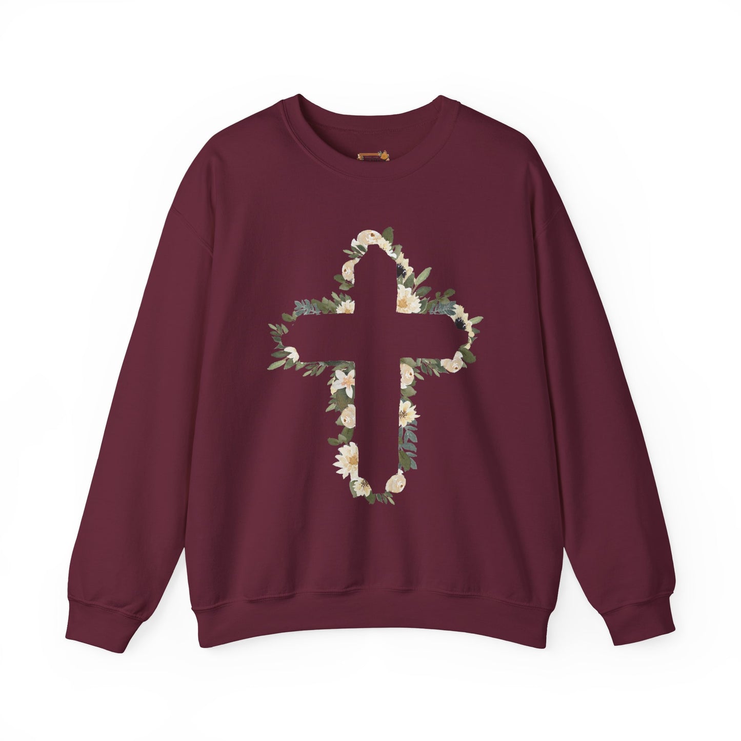 Floral Cross Crewneck Sweatshirt — Christian Faith Floral Pullover