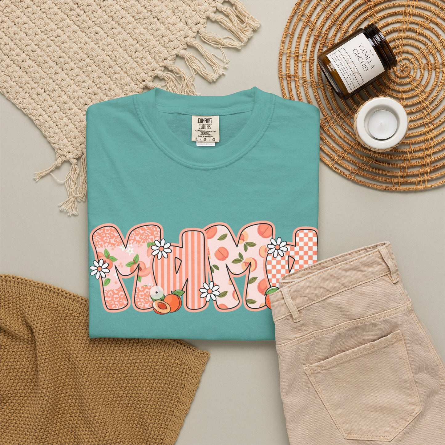 Peach Floral Mama Graphic Tee • Spring Mama Shirt • Soft Girly Mom Shirt • Floral Boutique Style Outfit