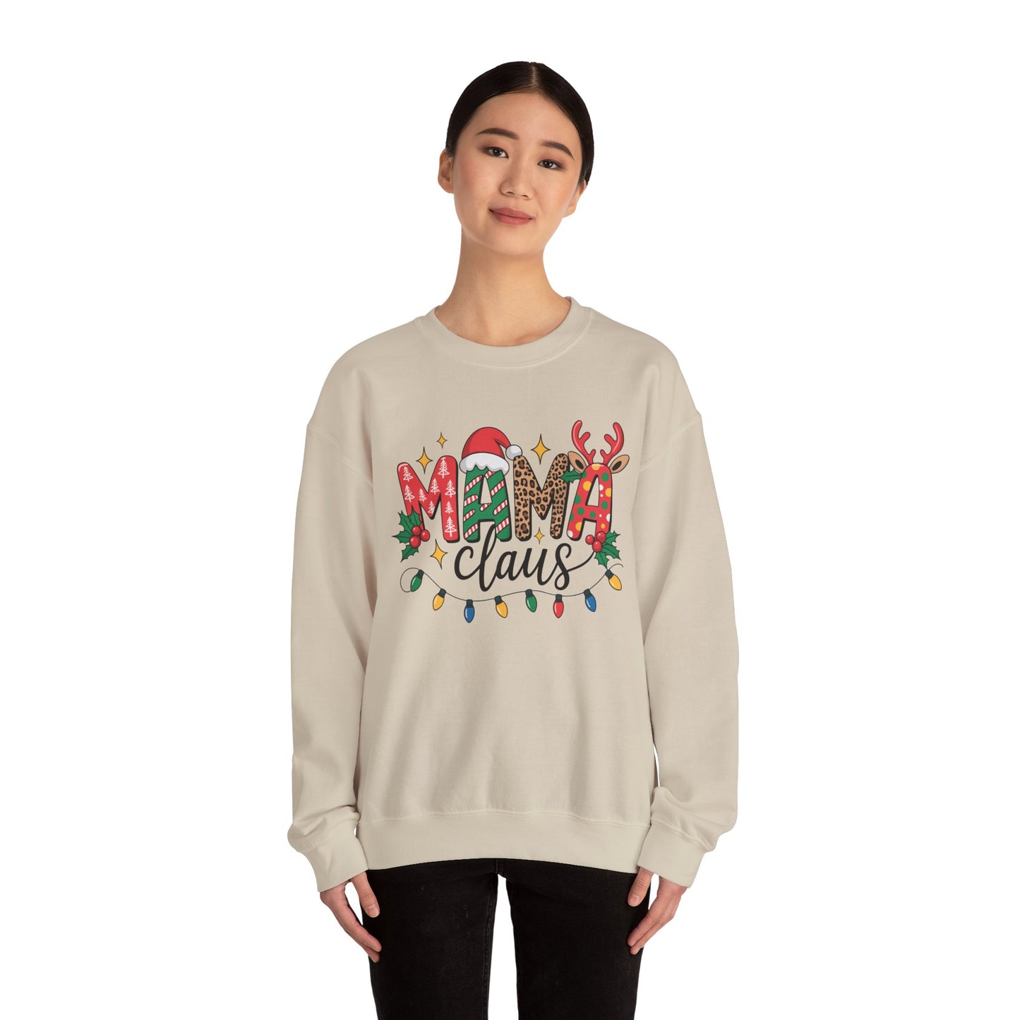 Festive Mama Claus Sweatshirt, Christmas Sweatshirt, Holiday Apparel, Gift for Mom, Cozy Crewneck