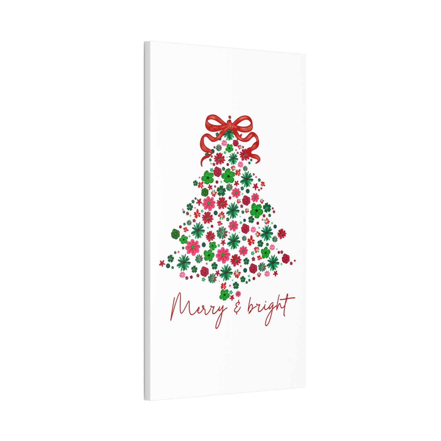 Festive Canvas Wall Art - Merry & Bright Christmas Tree