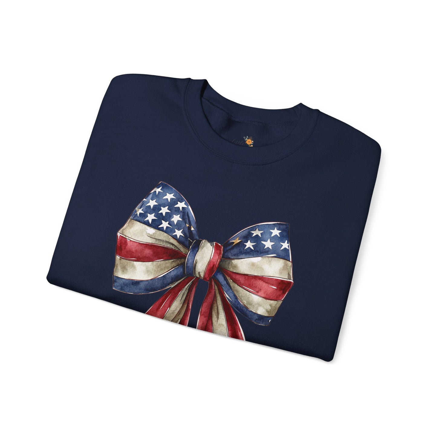 Red White Blue Coquette Bow Sweatshirt • 4th of July Crewneck • American Flag Design