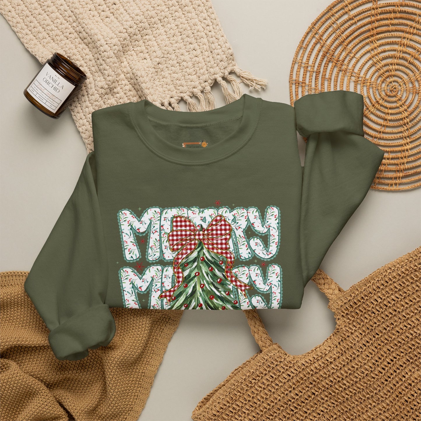 Christmas Tree Crewneck Sweatshirt — Merry Merry Holiday Graphic