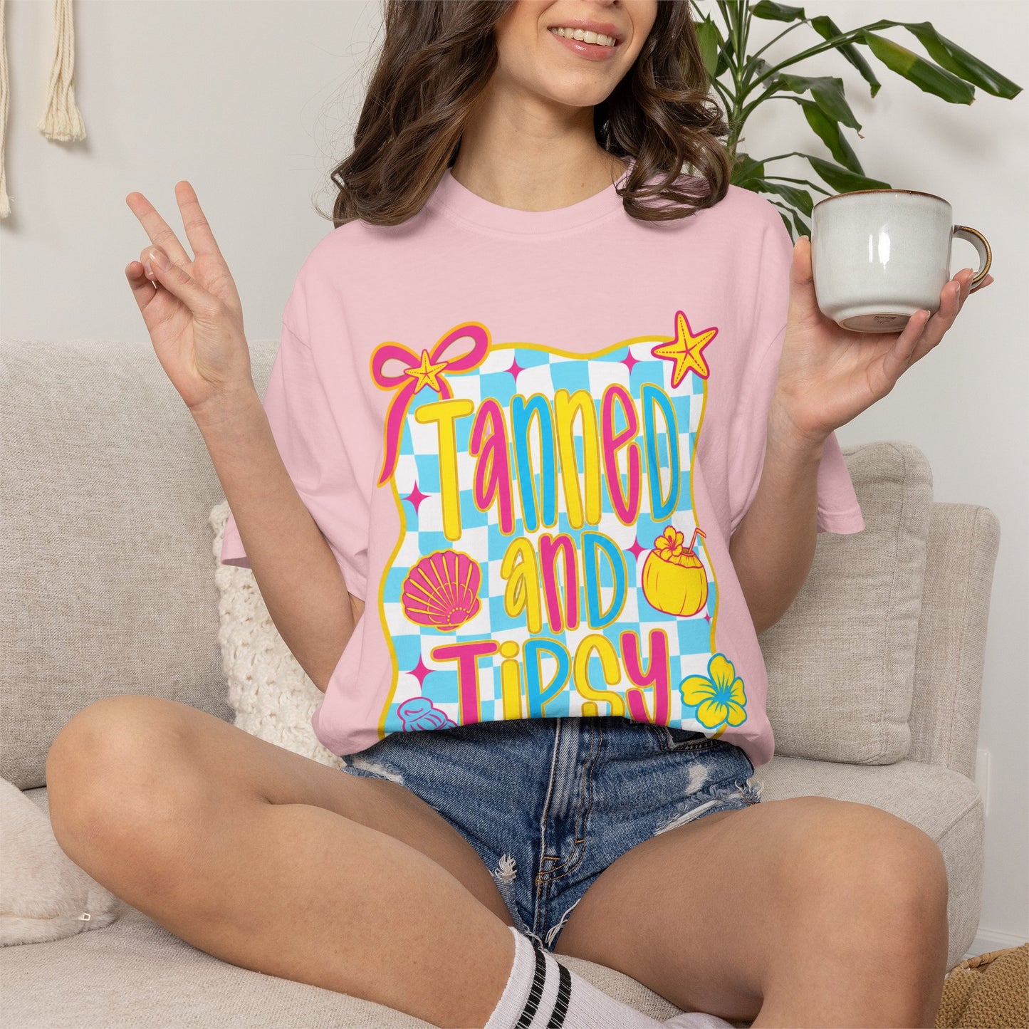 Tanned and Tipsy Shirt • Beach Vacation Graphic Tee • Summer Beach Girl Shirt • Tropical Summer Outfit