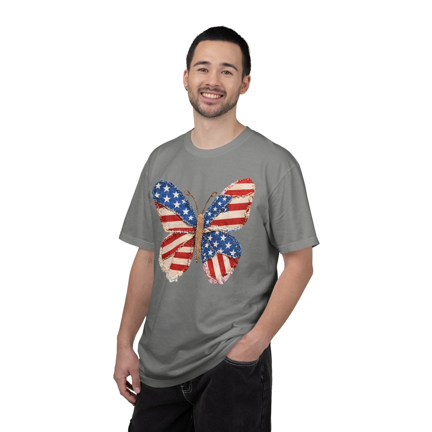 4th of July Butterfly Shirt • Patriotic Butterfly Tee • Vintage Americana Red White Blue Graphic