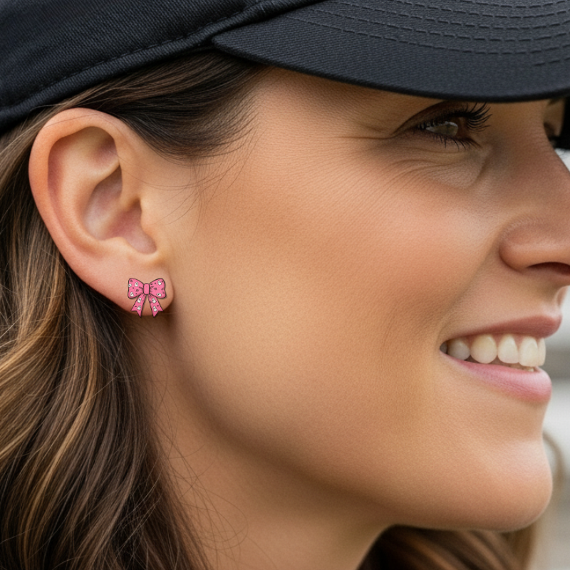 Pink Ghost Bow Earrings – Cute Stud Earrings for Moms & Daughters | Little Honey Collective