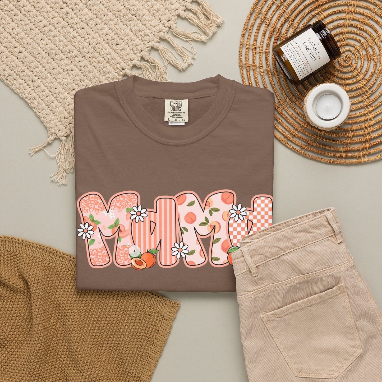 Peach Floral Mama Graphic Tee • Spring Mama Shirt • Soft Girly Mom Shirt • Floral Boutique Style Outfit