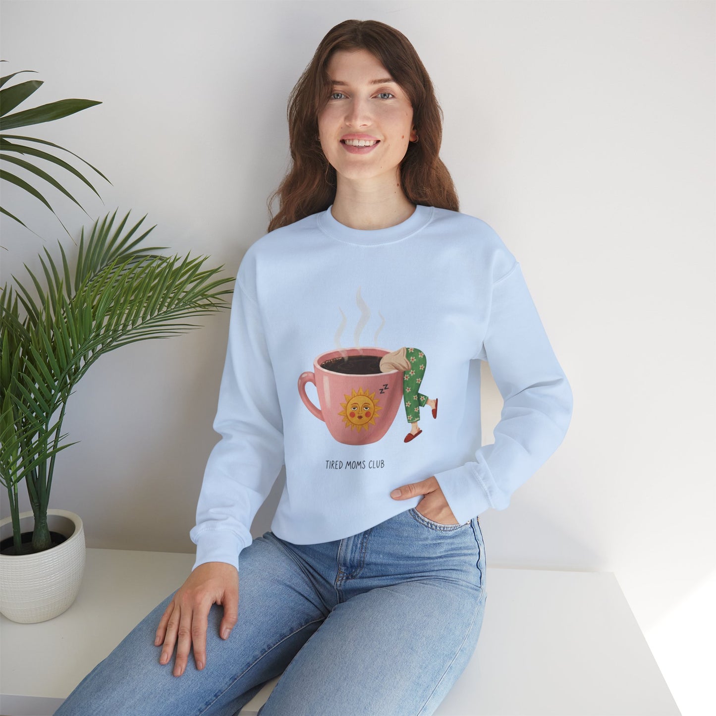 Tired Moms Club Coffee Sweatshirt • Funny Exhausted Mom Crewneck • Relatable Vintage Retro Overstimulated Motherhood