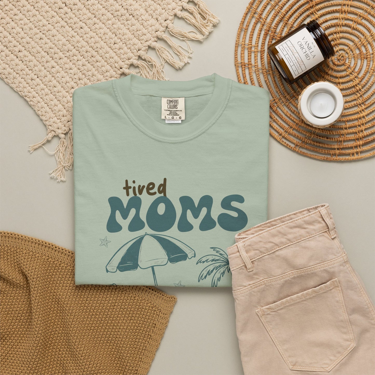 Tired Moms Summer Club Beach Mom Graphic Tee • Summer Vacation Shirt • Pool Day Mama Outfit • Coastal Summer Tee